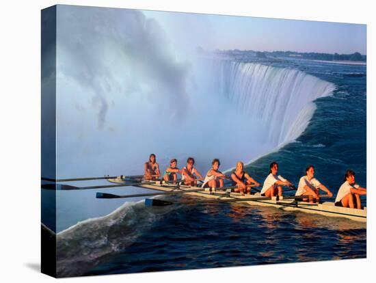 Rowers Hang Over the Edge at Niagra Falls, US-Canada Border-Janis Miglavs-Premier Image Canvas
