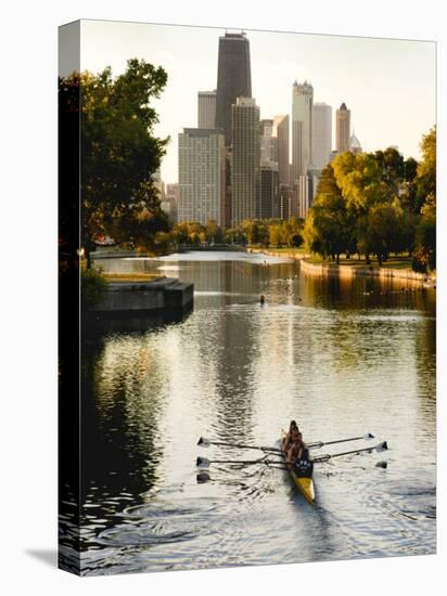 Rowers in Lincoln Park lagoon at dawn, Chicago, Illinois, USA-Alan Klehr-Premier Image Canvas