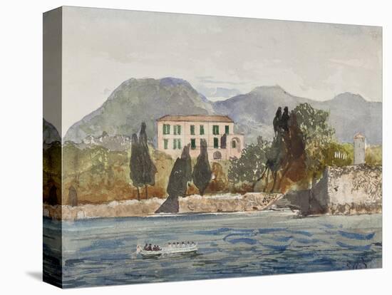 Rowing Barge with the Borbone Flag Approaching a Large House on the Neapolitan Coast-Giacinto Gigante-Premier Image Canvas