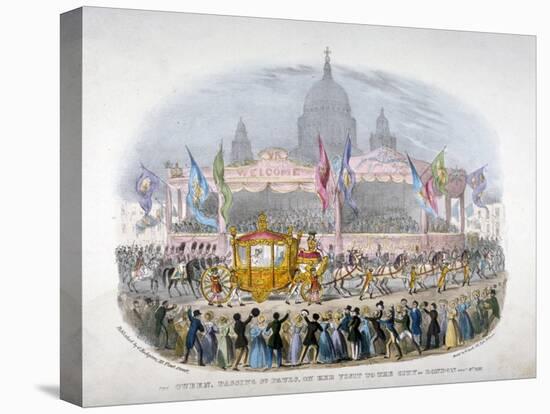 Royal Coach Passing St Paul's Cathedral, City of London, 1837-null-Premier Image Canvas