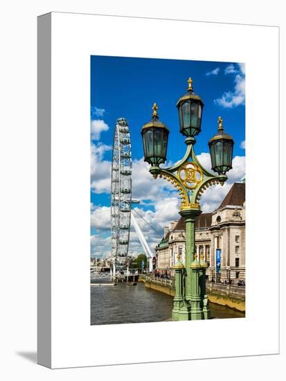 Royal Lamppost UK and London Eye - Millennium Wheel - London - UK - England - United Kingdom-Philippe Hugonnard-Stretched Canvas