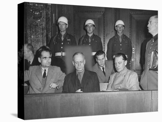 Rudolph Hess, Joachim Von Ribbentrop and Hermann Goering Sitting in the Defendents Box-Ralph Morse-Premier Image Canvas