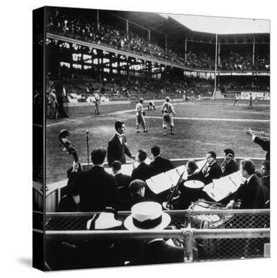 Rudy Friml Jr S Hot Jazz Band Playing At Ebbets Field During Dodgers Vs Cardinals Baseball Game Premium Photographic Print David Scherman Art Com