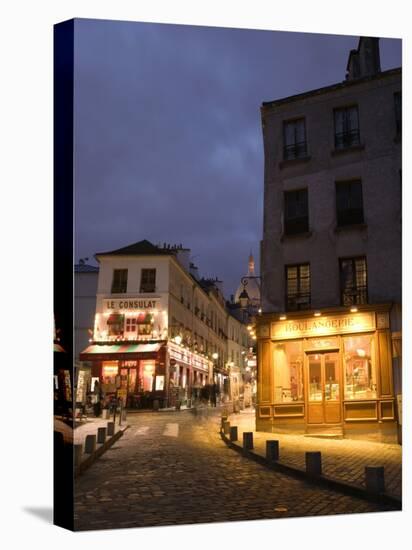 Rue Norvins and Basilique du Sacre Coeur, Place du Tertre, Montmartre, Paris, France-Walter Bibikow-Premier Image Canvas