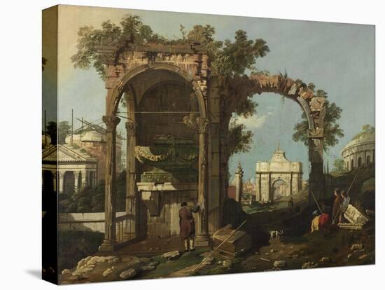 Ruins and Figures, Outskirts of Rome Near the Tomb of Cecilia Metella, C.1750-1775-Bernardo Bellotto-Premier Image Canvas