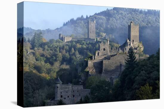 Ruins of Oberburg and Niederburg Castles, Manderscheid, Eifel, Rhineland-Palatinate, Germany, Europ-Hans-Peter Merten-Premier Image Canvas