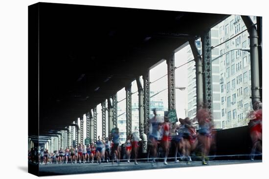 Runners crossing 1st Avenue/59th Street Bridge, NY City, NY Marathon-null-Premier Image Canvas