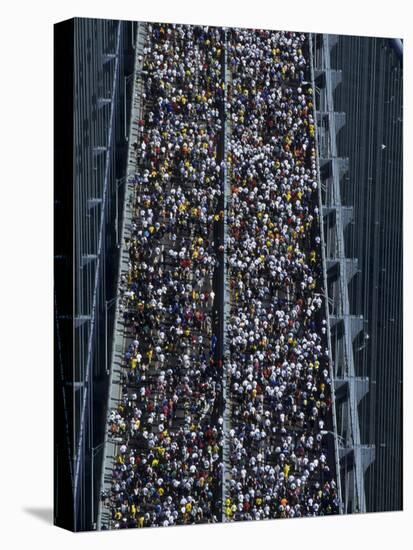 Runners Crossing the Verrazano Bridge after Starting the 1999 New York City Marathon-null-Premier Image Canvas