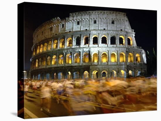 Runners Make Their Way Past the Colosseum in Rome-null-Premier Image Canvas