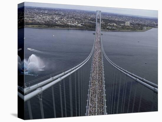 Runners on the Verranzano Bridge Competing in the 1998 NYC Marathon-null-Premier Image Canvas