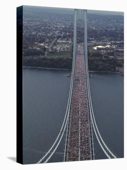 Running on the Verranzano Bridge Competing in the 1994 NYC Marathon-null-Premier Image Canvas