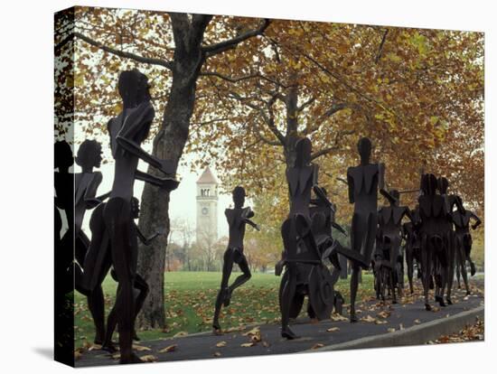 Running Sculptures Commemorating the Lilac Bloomsday Run, Spokane, Washington, USA-Jamie & Judy Wild-Premier Image Canvas