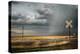 Rural Landscape with Dramatic Sky over Railway Crossing in America-null-Premier Image Canvas