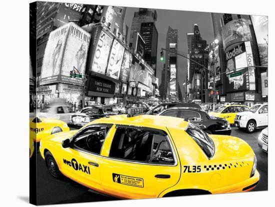 Rush Hour Times Square-Yellow Cabs-null-Stretched Canvas