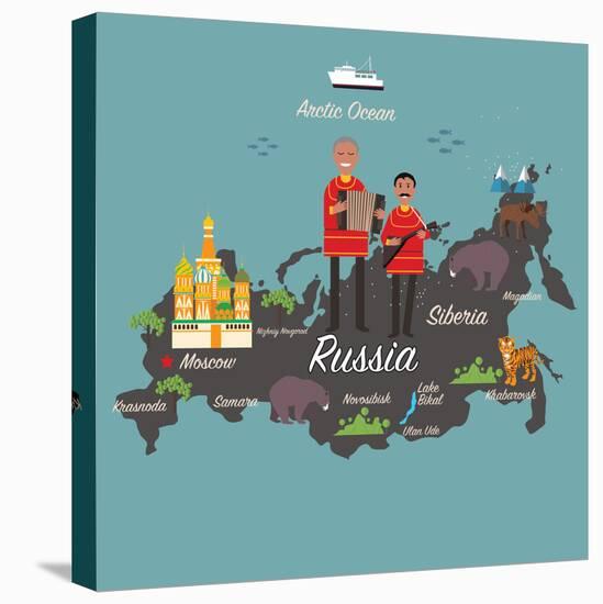 Russia Map and Travel Eps 10 Format-Sajja-Stretched Canvas