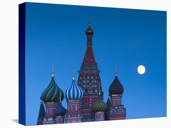 Russia, Moscow, Red Square, Kremlin, St. Basils Cathedral with Moonrise-Walter Bibikow-Premier Image Canvas