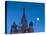 Russia, Moscow, Red Square, Kremlin, St. Basils Cathedral with Moonrise-Walter Bibikow-Premier Image Canvas