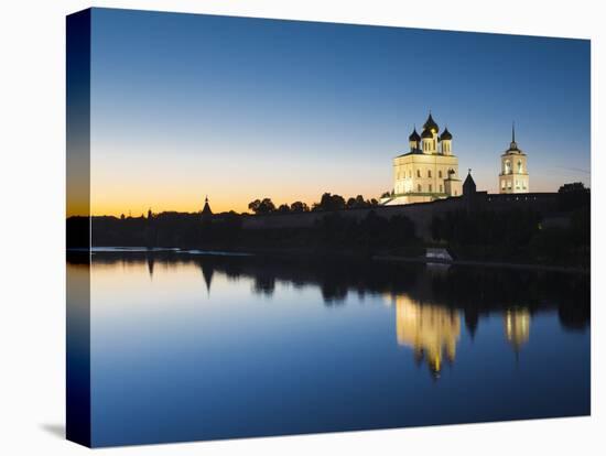 Russia, Pskovskaya Oblast, Pskov of Pskov Kremlin and Trinity Cathedral from the Velikaya River-Walter Bibikow-Premier Image Canvas