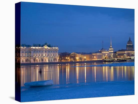 Russia, St;Petersburg; the Partly Frozen Neva River in Winter, with the Winter Palace-Ken Sciclina-Premier Image Canvas