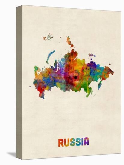 Russia Watercolor Map-Michael Tompsett-Stretched Canvas