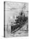 Russian Cruiser under Fire, Russo-Japanese War, 1904-5-null-Premier Image Canvas