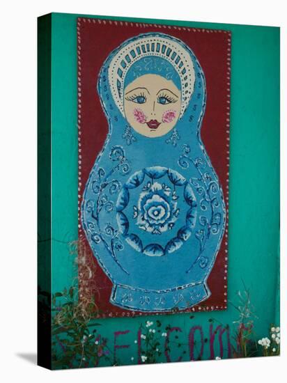 Russian Folk Art at the Samovar Cafe, Nikolaevsk, Kenai Peninsula, Alaska, USA-Walter Bibikow-Premier Image Canvas