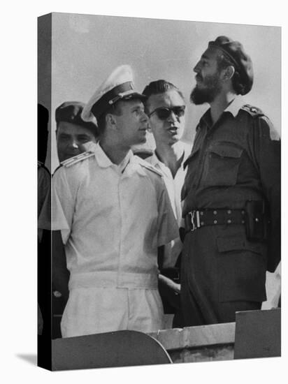 Russian Major Yuri A. Gagarin and Cuban President Fidel Castro, During July 26th Celebrations-null-Premier Image Canvas