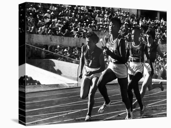 Russian Runner, Irina Press with Us Sprinter Wilma Rudolph in Women's Relay Race at Olympics-George Silk-Premier Image Canvas