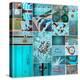 Rustic Teal Collage-Gail Peck-Stretched Canvas