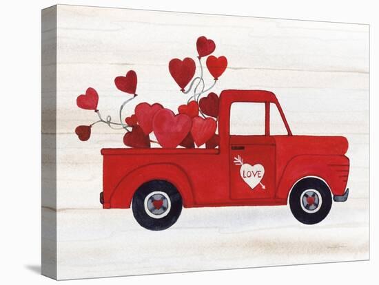 Rustic Valentine Truck-Kathleen Parr McKenna-Stretched Canvas