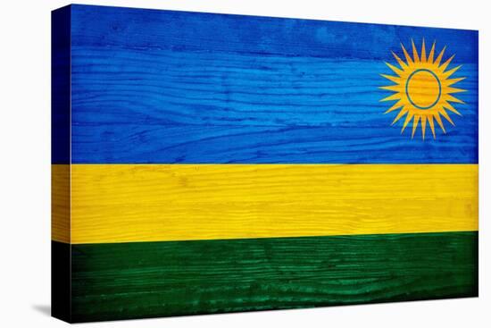 Rwanda Flag Design with Wood Patterning - Flags of the World Series-Philippe Hugonnard-Stretched Canvas