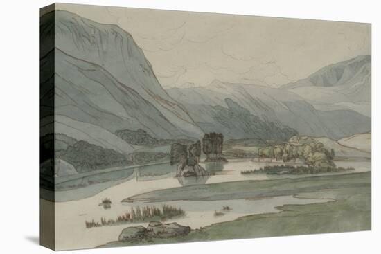 Rydal Water with the Grasmere Hills, 1786 (Pencil with Pen & Ink and W/C on Paper)-Francis Towne-Premier Image Canvas