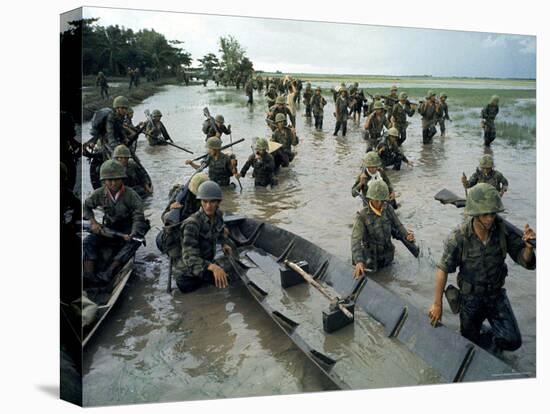 S.Vietnamese Soldiers Lure Viet Cong Guerrillas from Nearby Flooded Paddies During Vietnam War-Larry Burrows-Premier Image Canvas