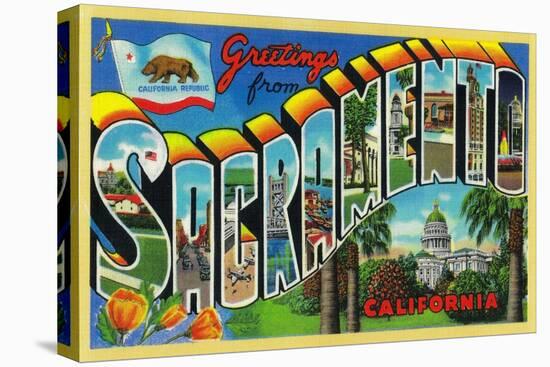 Sacramento, California - Large Letter Scenes-Lantern Press-Stretched Canvas