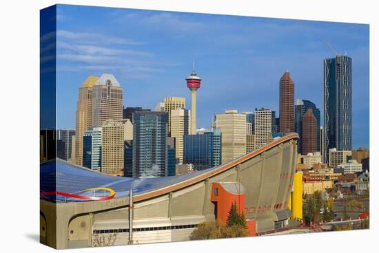 Saddle Dome & Calgary Skyline-null-Stretched Canvas