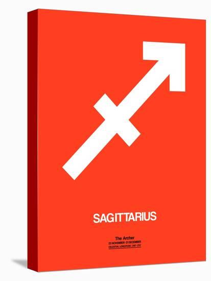 Sagittarius Zodiac Sign White on Orange-NaxArt-Stretched Canvas