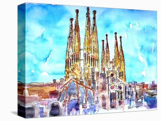 Sagrada Famila in Barcelona with Blue Sky-Markus Bleichner-Stretched Canvas