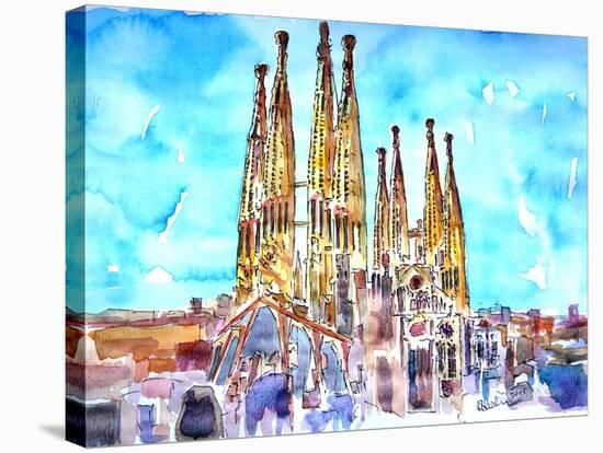 Sagrada Famila in Barcelona with Blue Sky-Markus Bleichner-Stretched Canvas