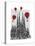 Sagrada Familia and Red Hot Air Balloons-Fab Funky-Stretched Canvas