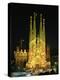 Sagrada Familia, the Gaudi Cathedral, Illuminated at Night in Barcelona, Cataluna, Spain-Nigel Francis-Premier Image Canvas