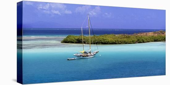 Sailboat at anchor, Island of Culebra, Puerto Rico-George H^H^ Huey-Stretched Canvas