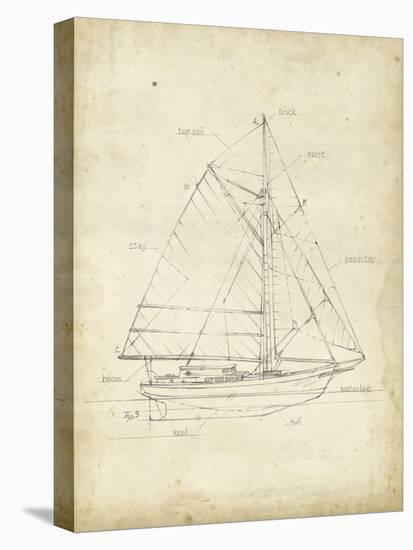 Sailboat Blueprint III-Ethan Harper-Stretched Canvas