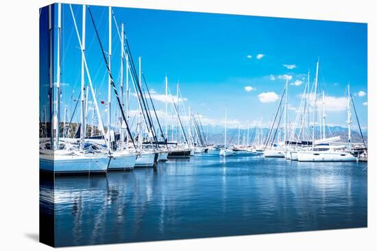 Sailboat Harbor, Many Beautiful Moored Sail Yachts in the Sea Port, Modern Water Transport, Summert-Anna Omelchenko-Premier Image Canvas