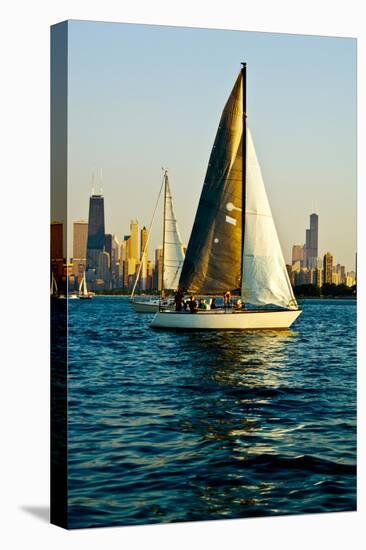 Sailboat in a Lake, Lake Michigan, Chicago, Cook County, Illinois, USA-null-Stretched Canvas