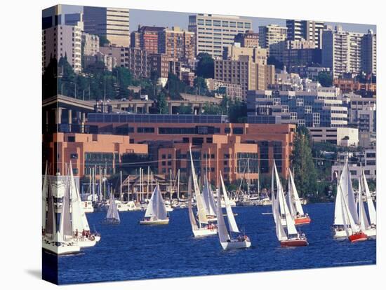 Sailboat Race on Lake Union, Seattle, Washington, USA-William Sutton-Premier Image Canvas