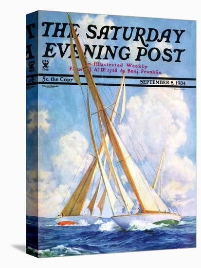 "Sailboat Regatta," Saturday Evening Post Cover, September 8, 1934-Anton Otto Fischer-Premier Image Canvas