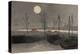 Sailboats Moored under the Moon.-Uehara Konen-Stretched Canvas