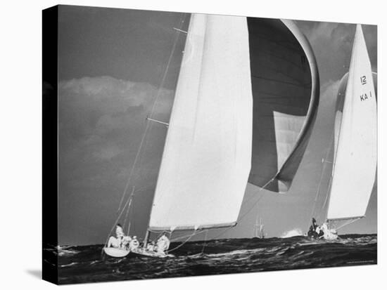 Sailboats Weatherly and Australian Contender Gretel in America's Cup Races-George Silk-Premier Image Canvas