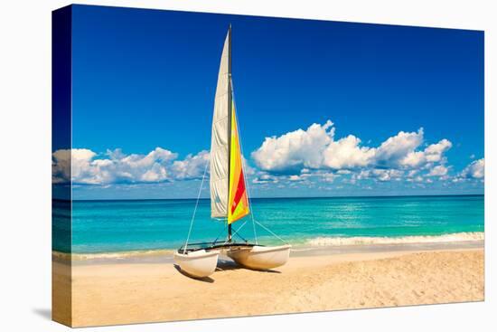 Sailing Boat on a Beautiful Summer Day at Beach in Cuba-Kamira-Premier Image Canvas