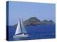 Sailing Boat with the Semaphore Lighthouse Behind, Iles Sanguinaires, Island of Corsica, France-Thouvenin Guy-Premier Image Canvas